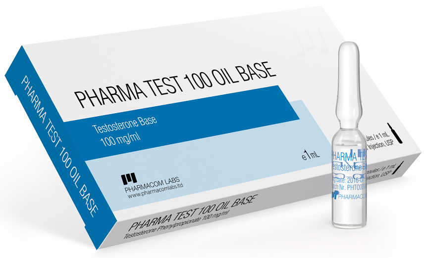 PHARMA TEST 100 OIL BASE Pharmacom Labs 100 mg/ml 10 x 1ml amps Testosterone Base